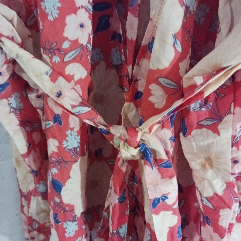 aerie Red Floral Swim Coverup Kimono - Picture 3 of 5